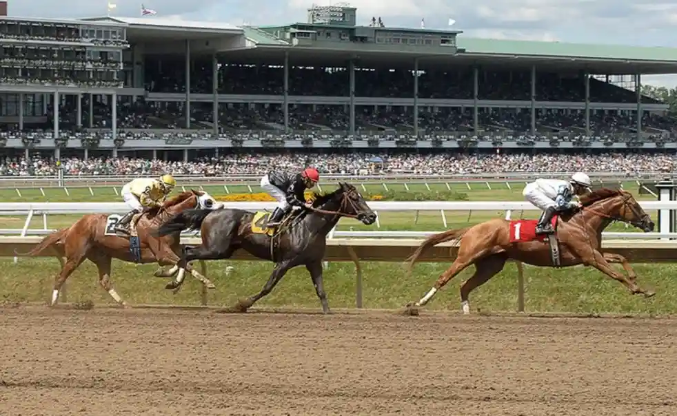 Horses sprinting at Off to the Races benefit auction