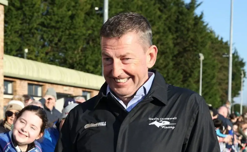 Gavin Cromwell is celebrating after a successful race